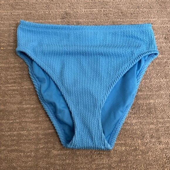 Bleu Rod Beattie Malibu Blue 90's Hi Waist Textured Bikini Bottom Size 4 NWOT - Picture 1 of 6